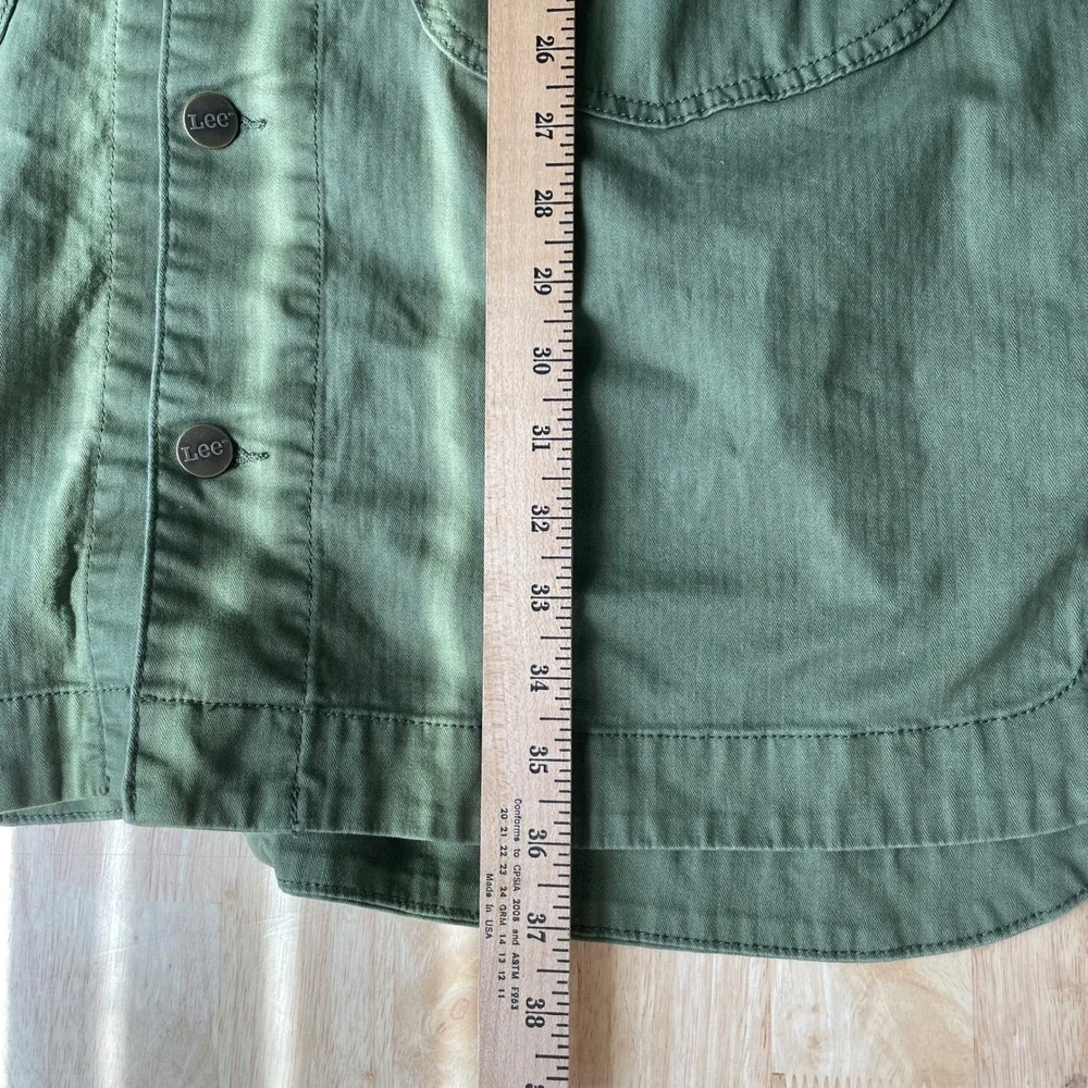 Lee Workwear Shirt Dress Womens L Olive Green Short‎ Sleeve Button Front Pockets